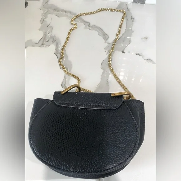 Black Saddlebag Crossbody Purse with Gold Chain - Picture 2 of 2